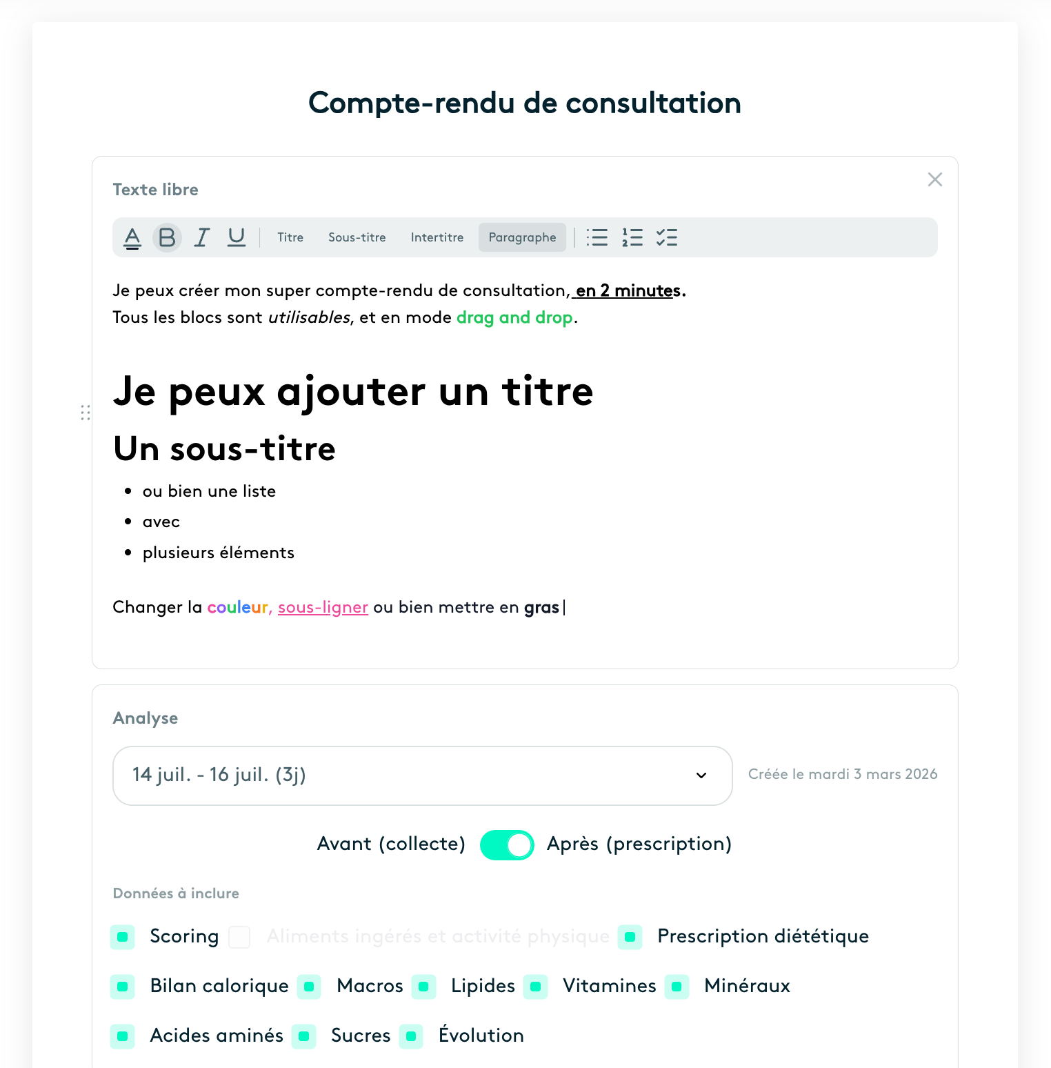 Éditeur de compte-rendu